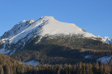 Fototapeta na wymiar scenery of snow covered High Tatras mountains Slovakia