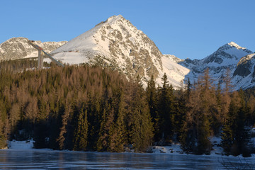 scenery of snow covered High Tatras mountains Slovakia