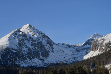 scenery of snow covered High Tatras mountains Slovakia
