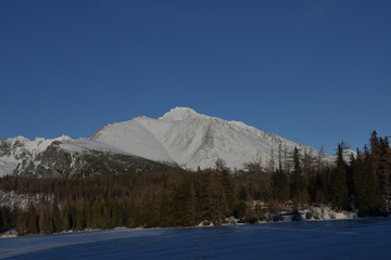 scenery of snow covered High Tatras mountains Slovakia