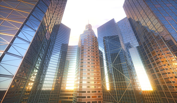 Skyscrapers in city, illustration