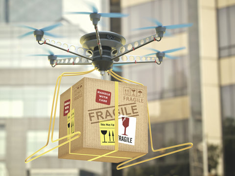 Drone parcel delivery, illustration
