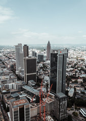 Fototapeta premium FRANKFURT, GERMANY - July 03, 2017: View european city Frankfurt am main skyscrapers.