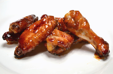 Grilled chicken honey with white background