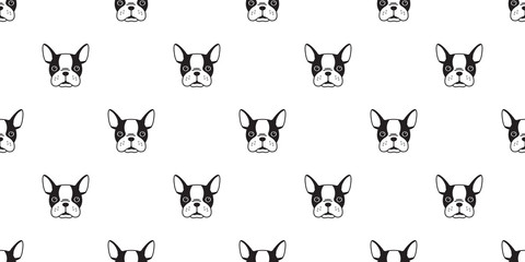 dog Seamless vector french bulldog Pattern face head isolated wallpaper background