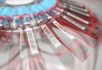 Blood samples in centrifuge, illustration