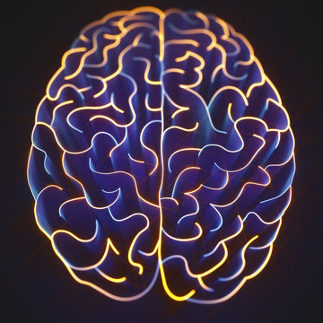 Illustration of human brain against black background