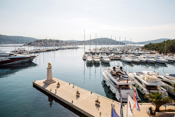 Fototapeta premium ROGOZNICA, CROATIA - 30 SEPTEMBER, 2017: Rogoznica port, Dalmatia, Croatia. Popular tourist resort and sailing luxury resort in Dalmatia region,