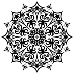 Black and white pattern. Abstract drawing. Element of design. For design backgrounds, printed products, print, fabric. The pattern of the mandala. Vector EPS 10.