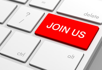 Fototapeta premium join us keyboard concept 3d illustration