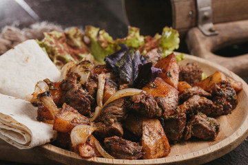 beef filet with spices on a plate