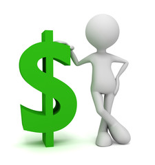 dollar sign and man concept       3d illustration