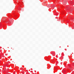 Set of heart corners on transparent background