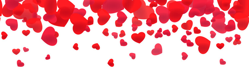 Red hearts ornament banner. Love sign illustration element