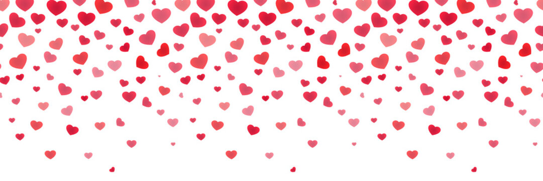 Red heart shaped confetti header banner element