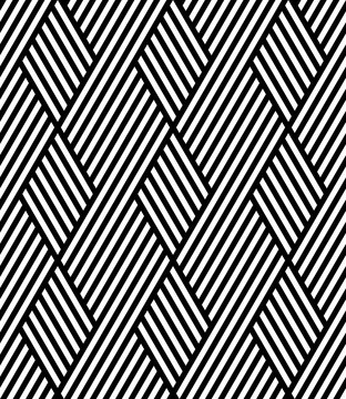 Vector seamless texture. Modern geometric background. Monochrome repeating pattern with hexagonal tiles and rhombuses.