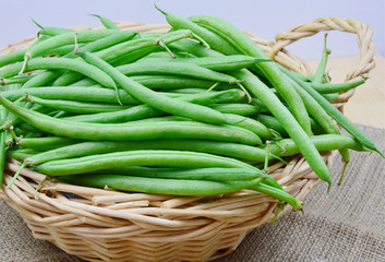 beans in wooden basket