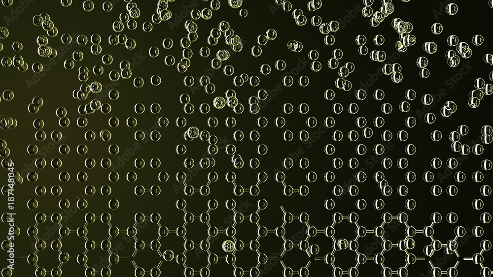 Aufkleber making yellow hexagonal molecular structure, 3d rendering