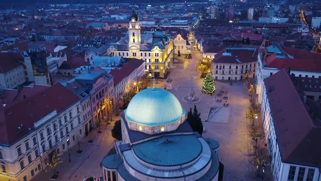 Aerial video of Pecs, Hungary