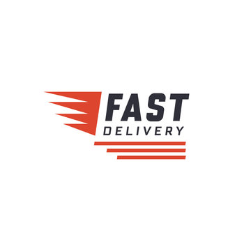 Fast delivery design. Delivery label for online shopping. Worldwide shipping. Vector illustration