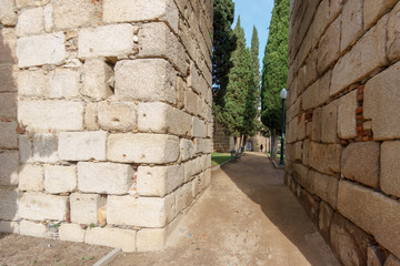 Merida citadel huge stone wall corridor
