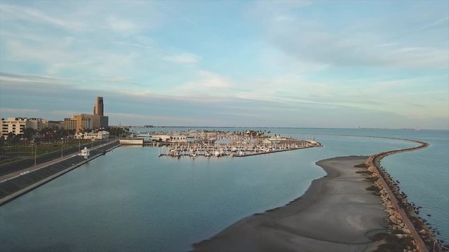 Corpus Christi Texas Downtown Beach and Marina Aerial