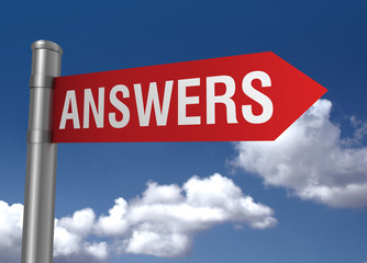 answers road sign      3d illustration