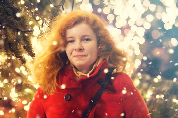 Winter redhead woman portrait
