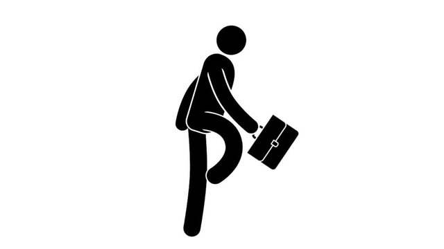 Icon businessman with briefcase running. Looped animation with alpha channel.