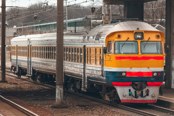 Yellow diesel train
