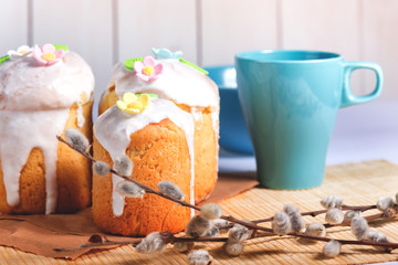 Easter cake and egg Pysanka