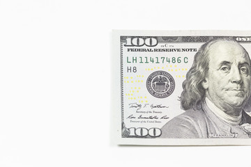 Macro shot of one hundred dollars bill 
