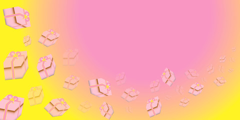gift boxes on a pinkish yellow gradient