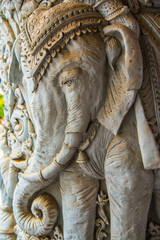 Beautiful molding art at Ming Muang temple in Nan province