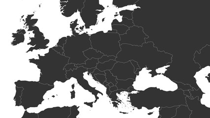 Blank gray political map of Europe and Caucasian region. Simple flat vector illustration. © pyty