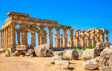 Selinunte, Italy, Sicily. Ancient Greek city on the south coast of Sicily, Italy. Acropolis of...