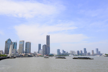 Shanghai - May 22: beautiful buildings in the bund of Shanghai pudong new area in China, on May 22, 2015, Shanghai, China,