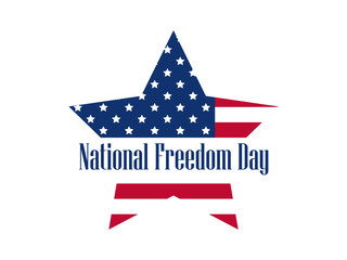 Obraz premium National freedom day, 1st of February. Star with flag usa. Celebration banner. Slavery Abolition. Vector illustration