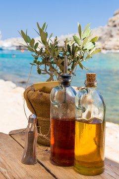 Dinner in greece restaurant terace