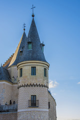Detail of tower of the Alcazar of Segovia Spain