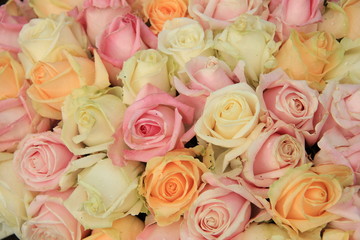 Obraz na płótnie Canvas Pastel roses in a wedding arrangement
