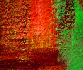 red green abstract oil painting on canvas, illustration © Mikhail Zahranichny