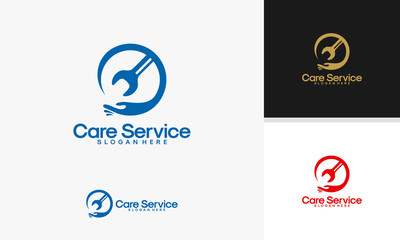Care Service logo designs vector, Double Service logo template