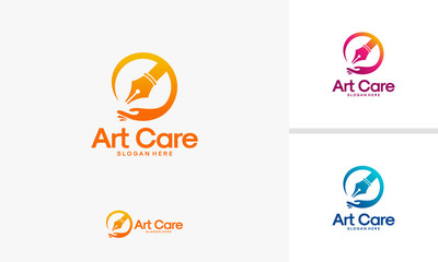 Art Care logo template, Writer Care logo designs vector