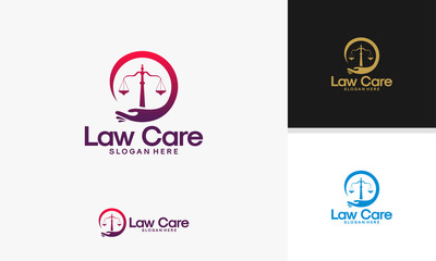 Law Care logo template, law firm logo,  Attorney logo designs vector