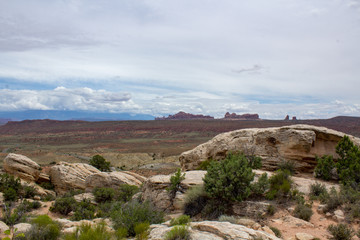Landscape in Utah showing distant rock formation