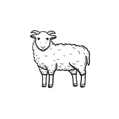 Naklejka premium Vector hand drawn goat outline doodle icon