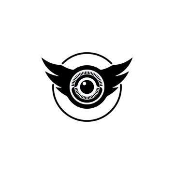 Eye and wings shaped logo