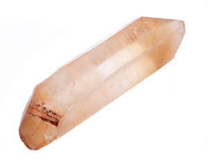 Citrine natural double terminated quartz point from Zambia isolated on white background