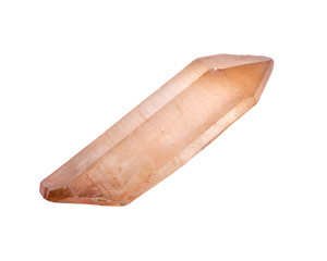 Citrine natural double terminated quartz point from Zambia isolated on white background